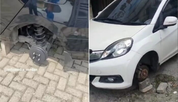 Sial, Baru 3 Hari Keluar dari Showroom, Ban Mobil Digondol Maling