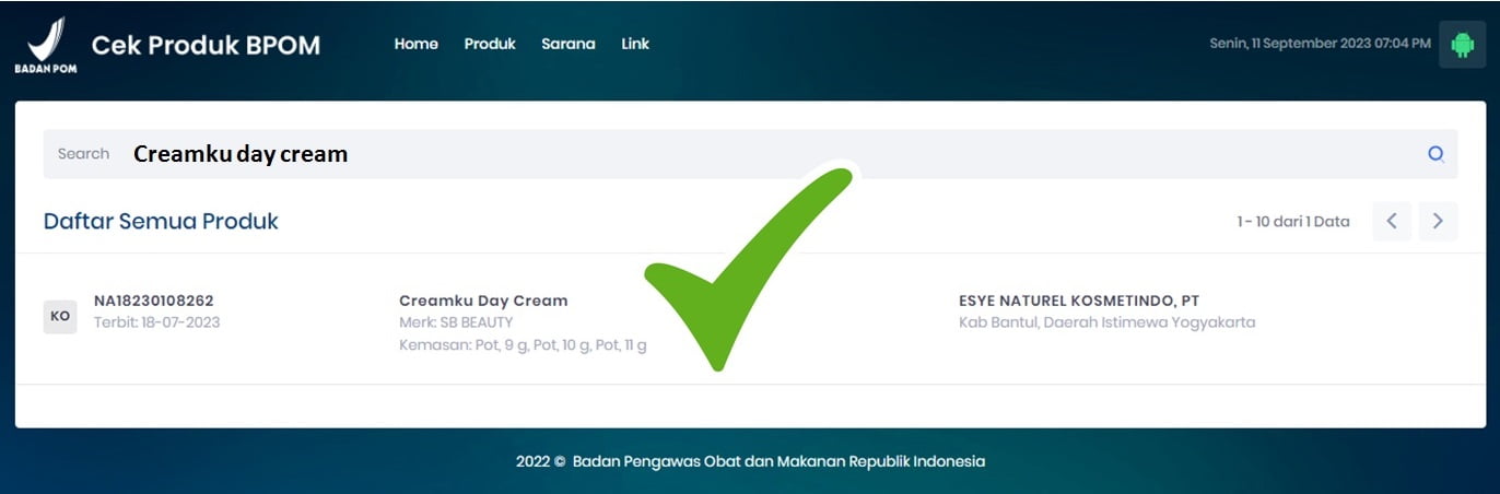 Cek Produk BPOM Creamku