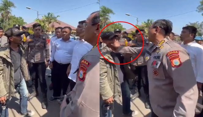 Heboh, Karo Ops Polda Sulsel Dorong Wajah Pendemo Pakai Tangan