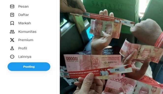 Pendukung 02 Pamer Uang Pecahan Rp 100 Ribu dengan Gelang Khusus PSI