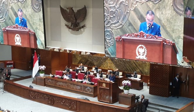 Wakil Ketua DPR Sufmi Dasco Ahmad saat rapat paripurna DPR, di Gedung DPR, gedung DPR, kompleks parlemen, Senayan, Jakarta