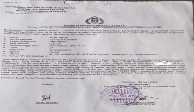 Kasus 10 Mobil Rental Hilang Penyelidikan 'Mandek' Oknum Polisi Jadi Sorotan