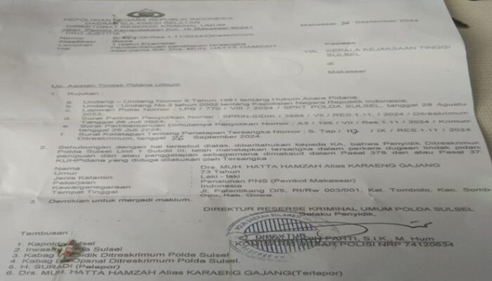 Kasus Penipuan Tanah di Gowa, Aktivis Tuntut Hatta Hamza Segera Ditahan