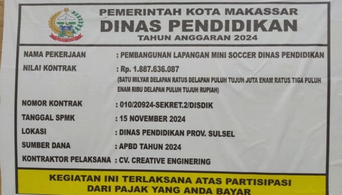 Proyek Mini Soccer Mangkrak, Anggaran Disdik Sulsel Jadi Sorotan