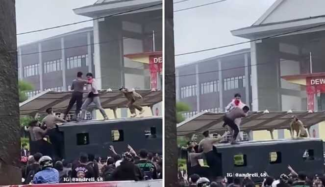 Demo RUU TNI di Sulut Memanas! Polisi dan Mahasiswa Saling Sikut di Jalanan