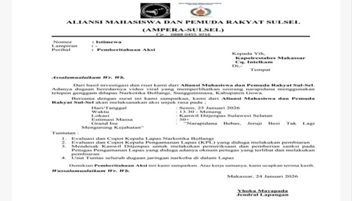AMPERA–LANTIK Desak Evaluasi Total Lapas Bollangi, Dugaan Ponsel Bebas Jadi Pemicu