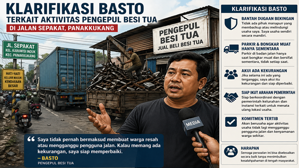 Usaha Disorot, Basto Janji Tidak Lagi Gunakan Badan Jalan Secara Berlebihan