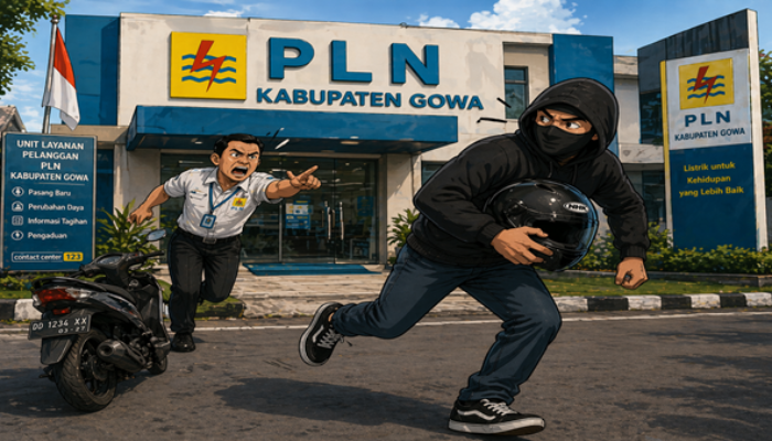 Helm Raib di Depan Kantor PLN Gowa, Pelanggan Menjerit: Keamanan Seolah Mati!