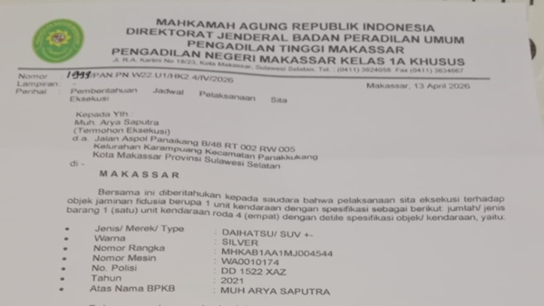Bayar Tertib 25 Bulan, Debitur Kaget Mobilnya Masuk Daftar Eksekusi