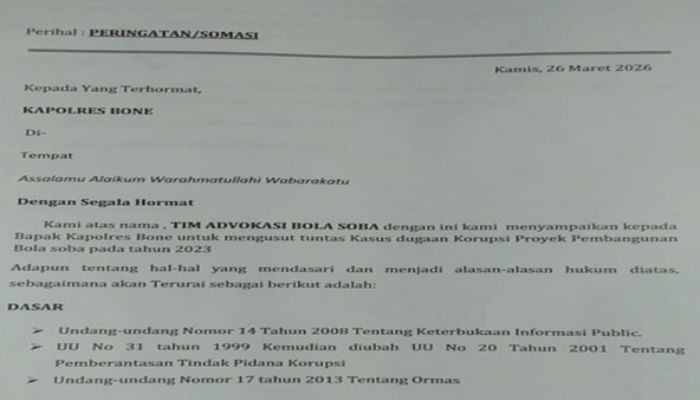 Mandek atau Sengaja Mandek? Kapolres Bone Disomasi Soal Kasus Bola Soba