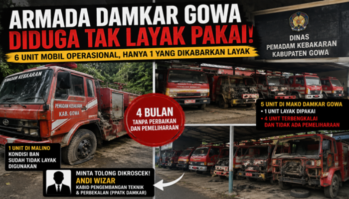 Diduga Dibiarkan, Armada Damkar Gowa Tumpuk Kerusakan Tanpa Perbaikan