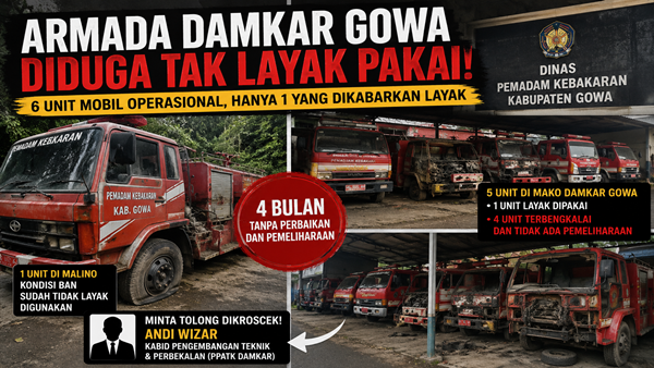 Diduga Dibiarkan, Armada Damkar Gowa Tumpuk Kerusakan Tanpa Perbaikan