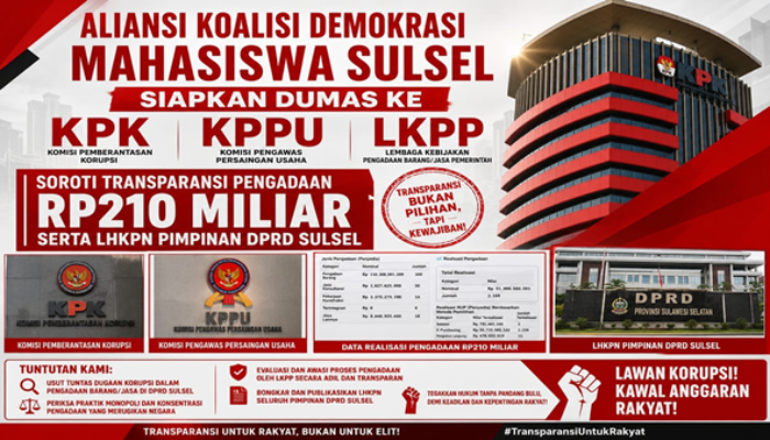 Mahasiswa Bawa Data Pengadaan DPRD Sulsel ke KPK, Soroti Paket Rp210 Miliar