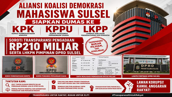 Mahasiswa Bawa Data Pengadaan DPRD Sulsel ke KPK, Soroti Paket Rp210 Miliar
