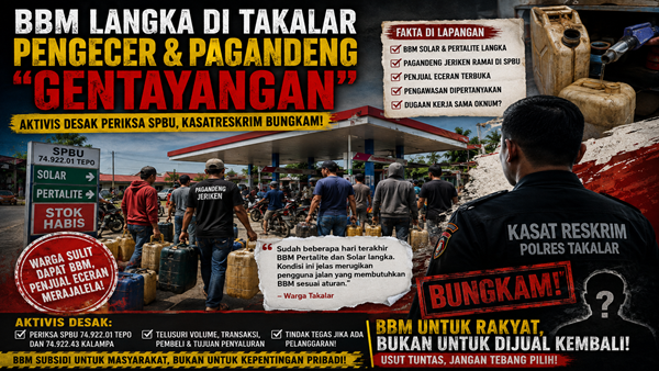 Pengecer dan Pagandeng “Gentayangan” Aktivis Desak SPBU Takalar Diperiksa